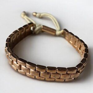 Michael Kors Rose Gold Tone Adjustable Watch Link Style silk corded bracelet